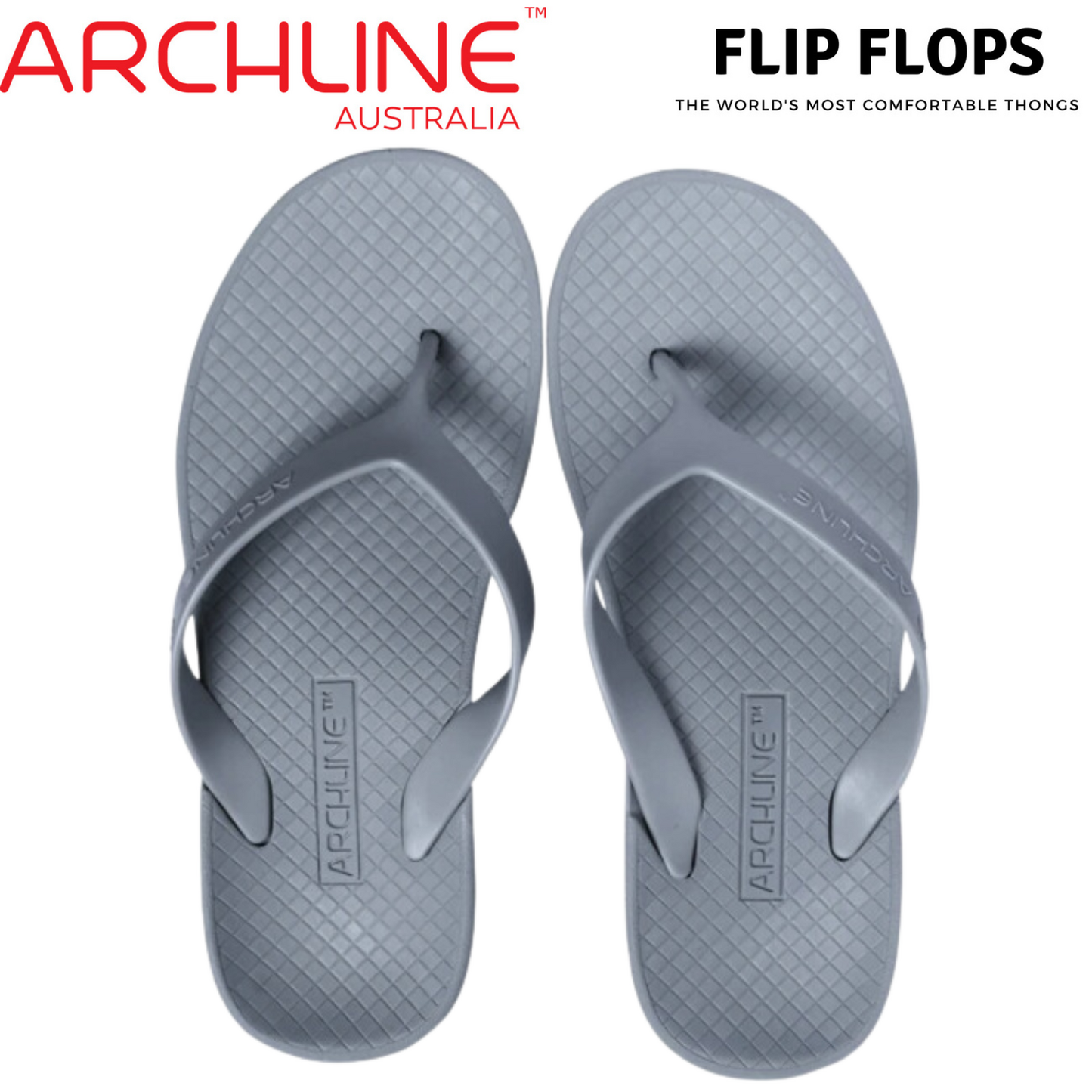 ARCHLINE Orthotic Flip Flops Thongs Arch Support Shoes Footwear - Grey - EUR 37