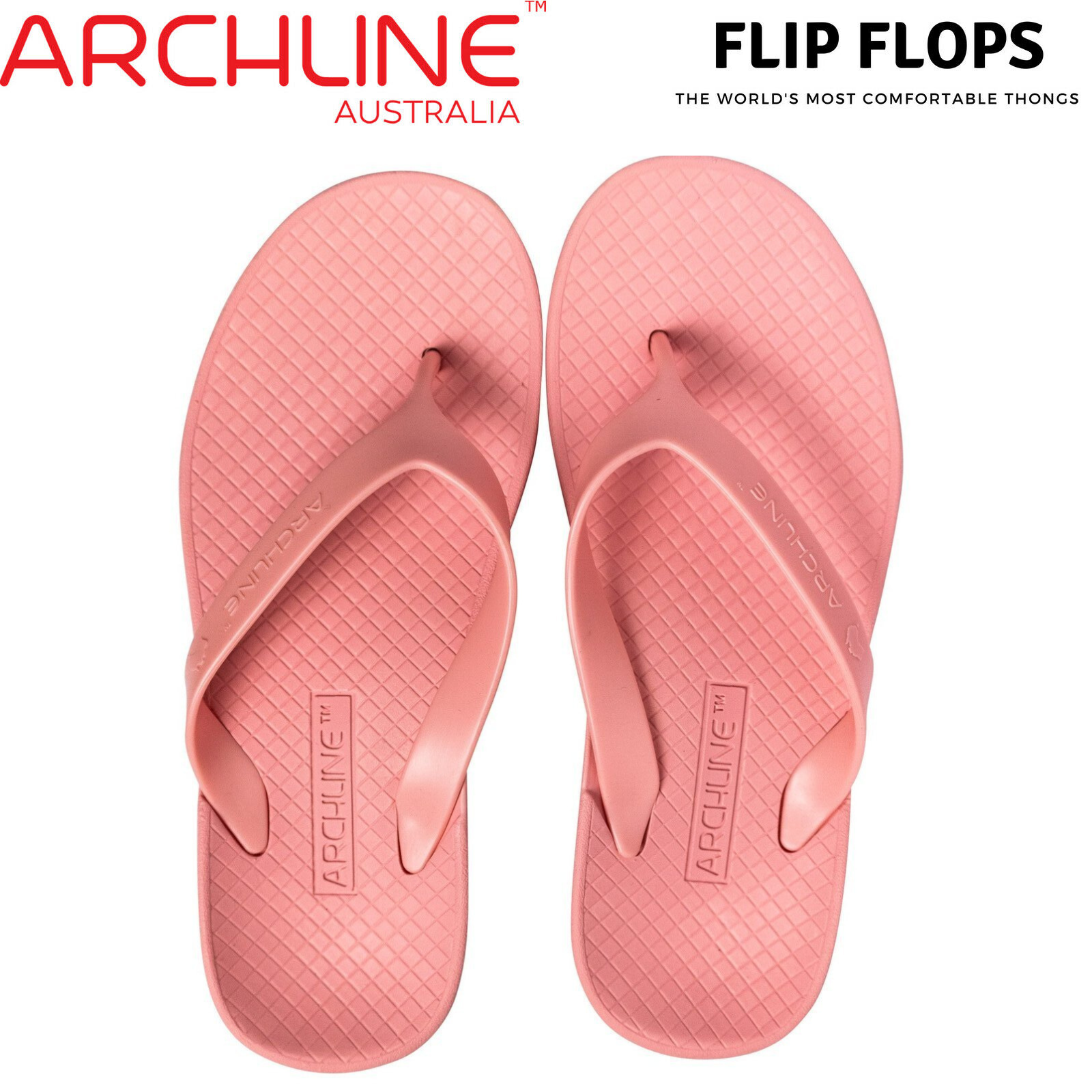 ARCHLINE Orthotic Thongs Arch Support Shoes Flip Flops - Pastel Pink - EUR 38