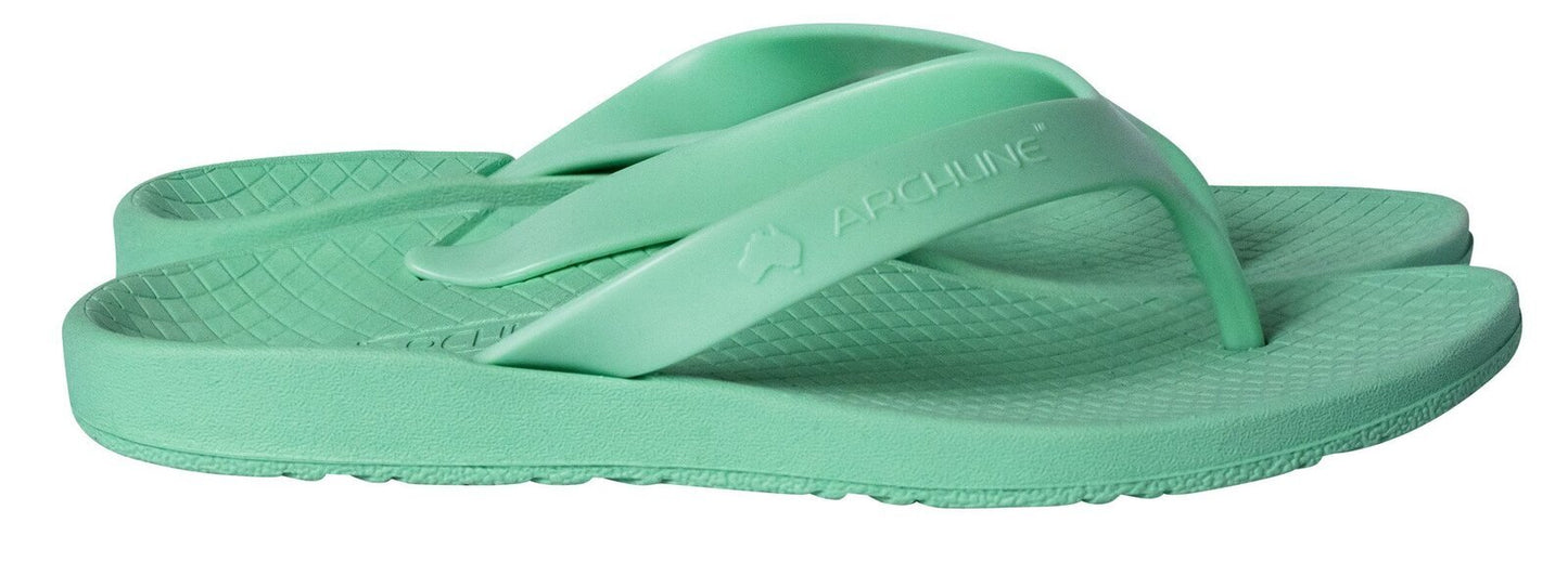 ARCHLINE Orthotic Thongs Arch Support Shoes Footwear Flip Flops - Dew Green - EUR 41