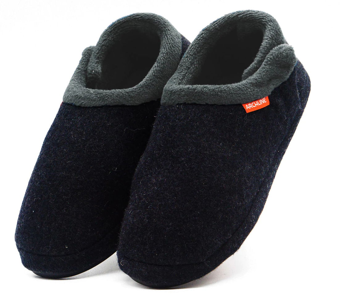 ARCHLINE Orthotic Slippers CLOSED Arch Scuffs Orthopedic Moccasins Shoes - Charcoal Marle - EUR 43 Main image