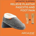 ARCHLINE Orthotic Slippers CLOSED Arch Scuffs Orthopedic Moccasins Shoes - Charcoal Marle - EUR 43