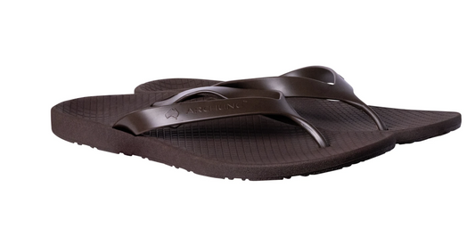 ARCHLINE Orthotic Thongs Arch Support Shoes Footwear Flip Flops Orthopedic - Brown/Brown - EUR 44