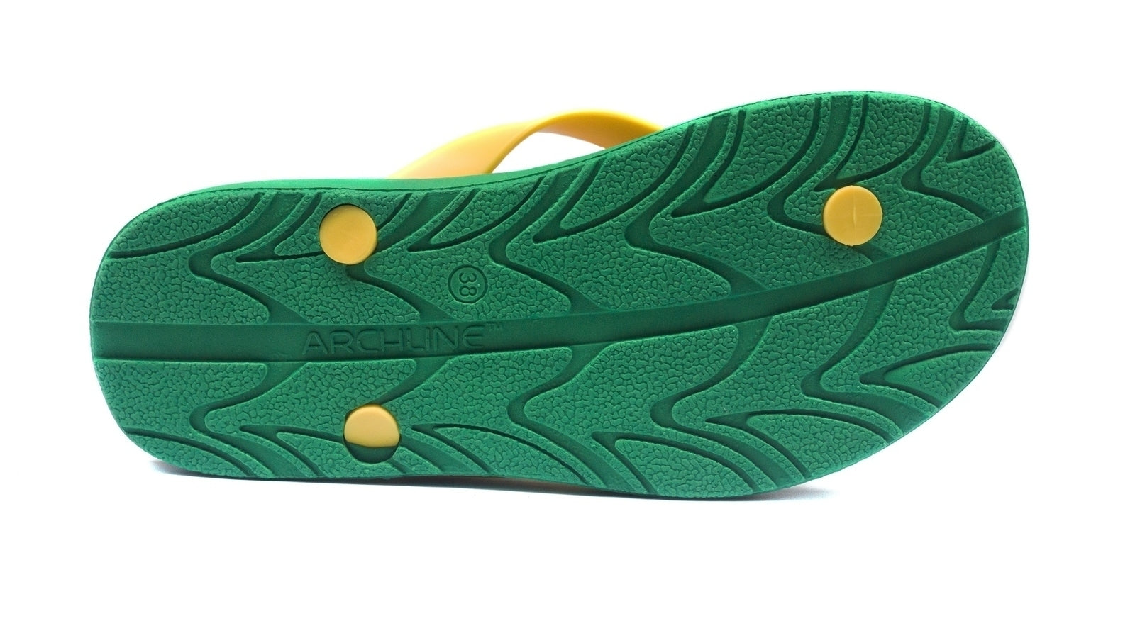 ARCHLINE Orthotic Thongs Arch Support Shoes Footwear Flip Flops Orthopedic - Green/Gold - EUR 35