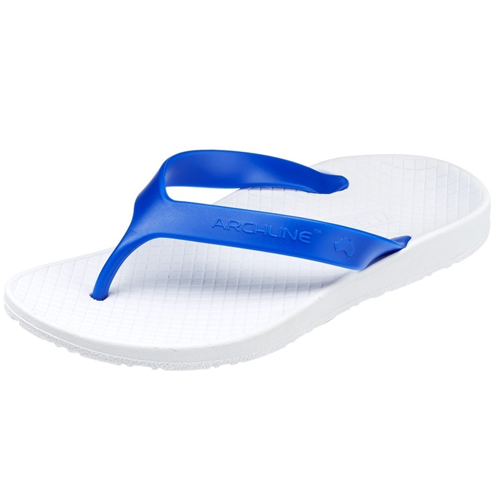 ARCHLINE Orthotic Thongs Arch Support Shoes Footwear Flip Flops Orthopedic - White/Blue - EUR 35