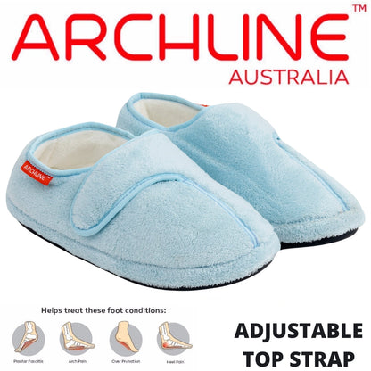 ARCHLINE Orthotic Plus Slippers Closed Scuffs Pain Relief Moccasins - Baby Blue - EU 42