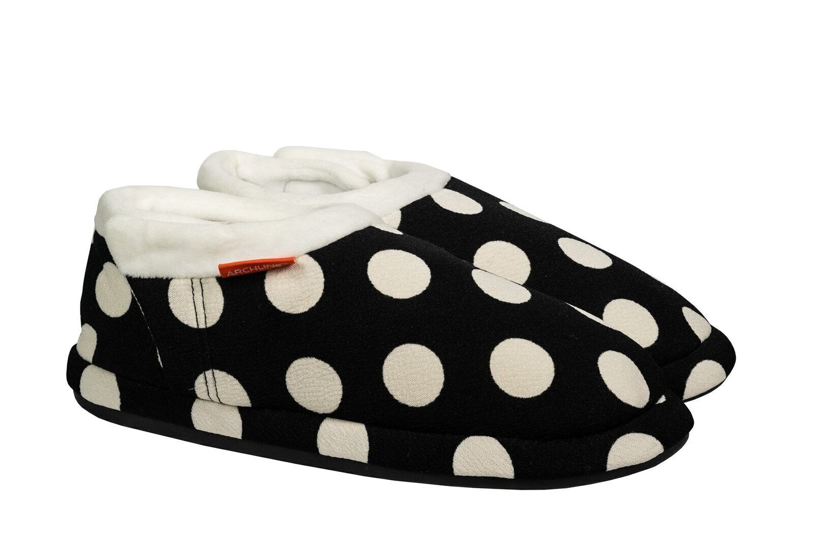 ARCHLINE Orthotic Slippers CLOSED Arch Scuffs Pain Moccasins Relief - Black/White Polka Dots - EUR 38 (Womens 7 US) Main image