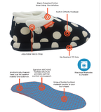 ARCHLINE Orthotic Slippers CLOSED Arch Scuffs Pain Moccasins Relief - Black/White Polka Dots - EUR 39 (Womens 8 US)