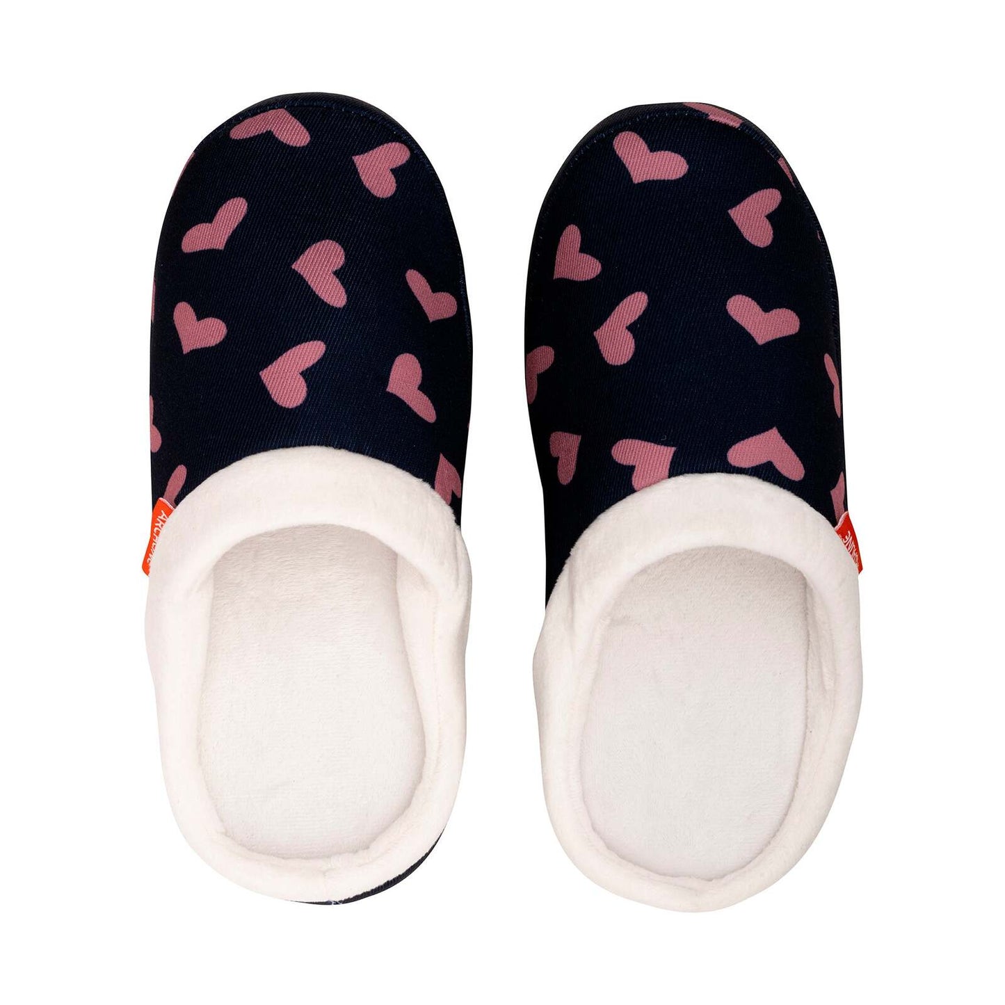 ARCHLINE Orthotic Slippers Slip On Scuffs Pain Relief Moccasins - Navy with Hearts - EUR 36 (Womens US 5)