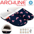 ARCHLINE Orthotic Slippers Slip On Scuffs Pain Relief Moccasins - Navy with Hearts - EUR 40 (Womens US 9)