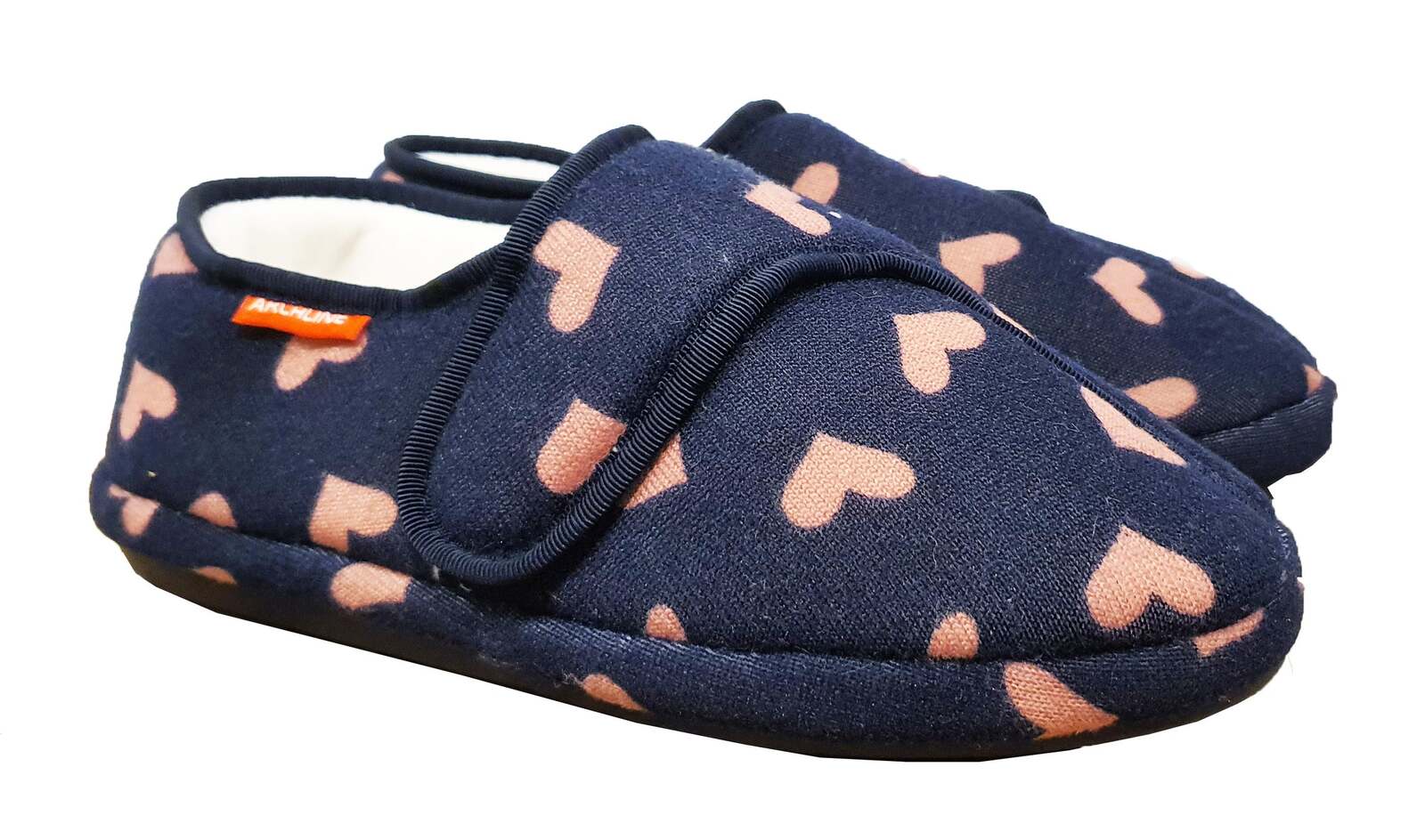 ARCHLINE Orthotic Plus Slippers Closed Scuffs Pain Relief Moccasins - Navy Hearts - EU 41 Main image