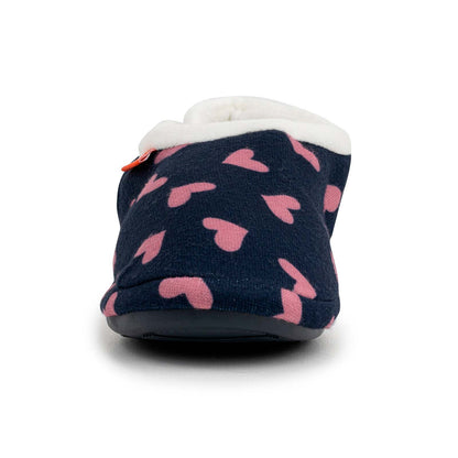 ARCHLINE Orthotic Slippers CLOSED Arch Scuffs Moccasins Pain Relief in Navy Hearts - EUR38