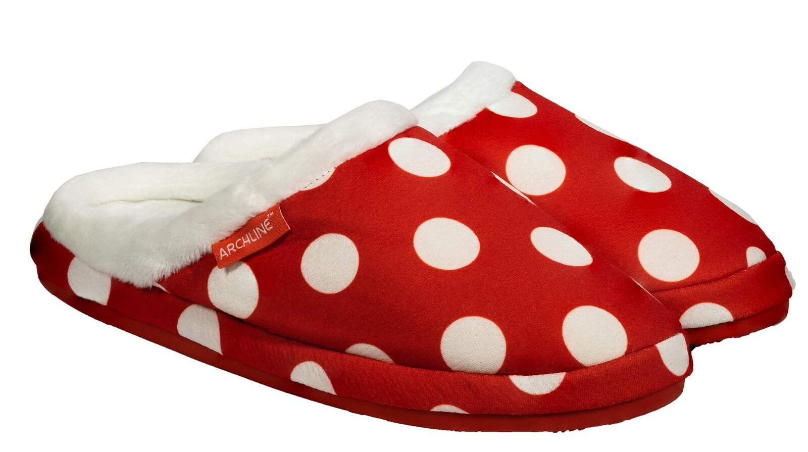 ARCHLINE Orthotic Slippers Slip On Scuffs Pain Relief Moccasins - Red Polka Dot - EUR 38 (Womens US 7) Main image