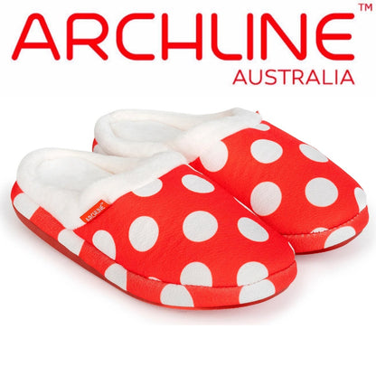 ARCHLINE Orthotic Slippers Slip On Scuffs Pain Relief Moccasins - Red Polka Dot - EUR 38 (Womens US 7)