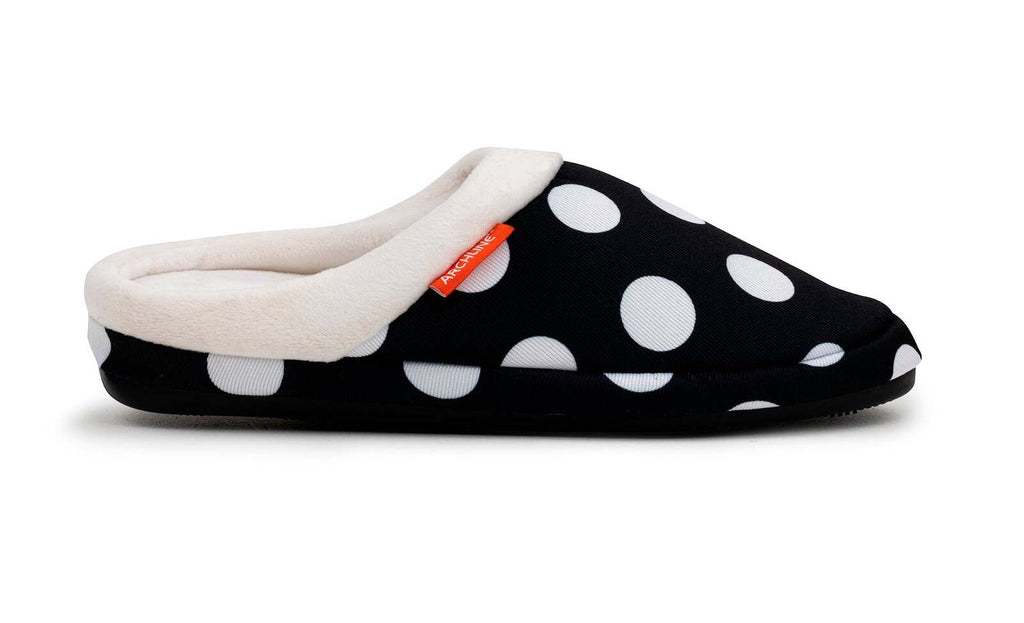 ARCHLINE Orthotic Slippers Slip On Arch Scuffs Pain Relief Moccasins - Polka Dots - EU 36