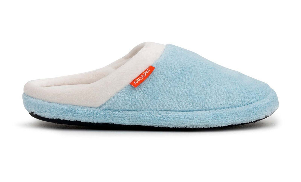 ARCHLINE Orthotic Slippers Slip On Arch Scuffs Pain Relief Moccasins - Baby Blue - EU 37