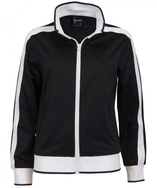 Identitee Ladies Track Top Jacket Tracksuit Warm Winter Full Zip Varsity Jumper - Black/White - L (14-16) Main image