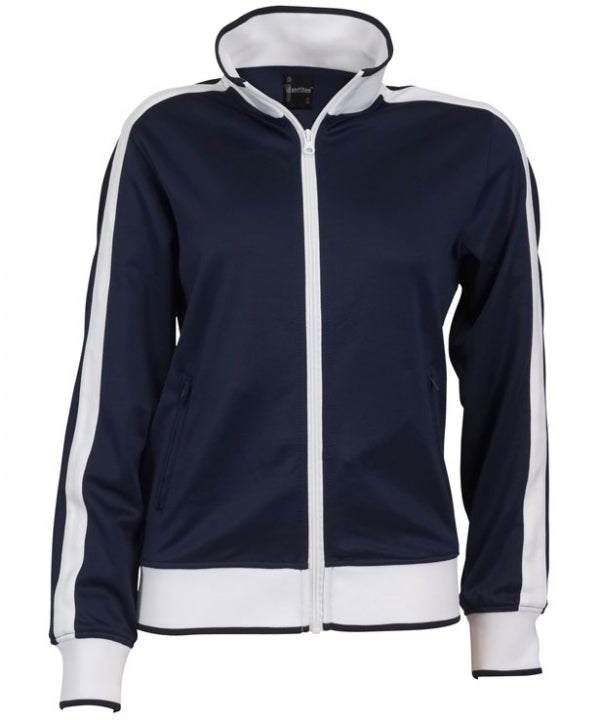 Identitee Ladies Track Top Jacket Tracksuit Warm Winter Full Zip Varsity Jumper - Navy/White - L (14-16) Secondary image