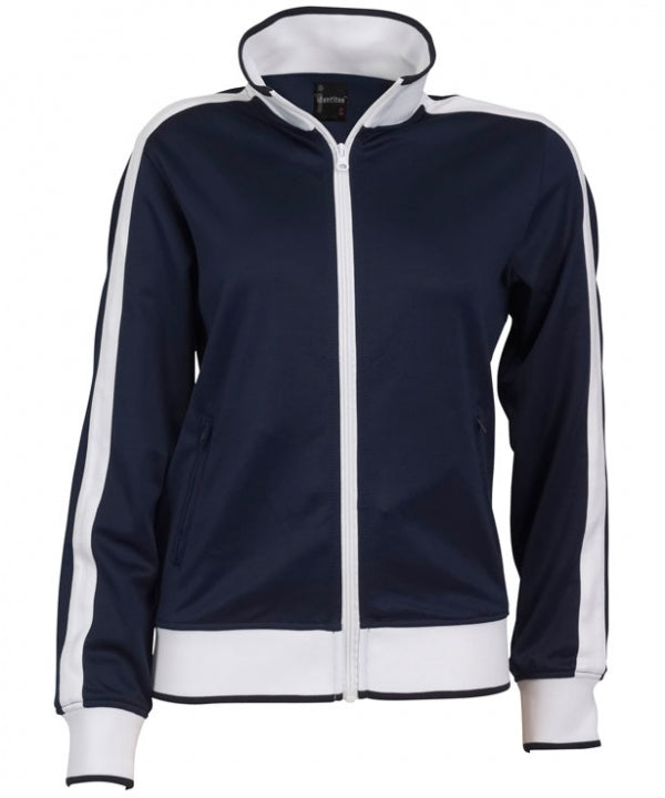 Identitee Ladies Track Top Jacket Tracksuit Warm Winter Full Zip Varsity Jumper - Navy/White - S (6-8) Main image