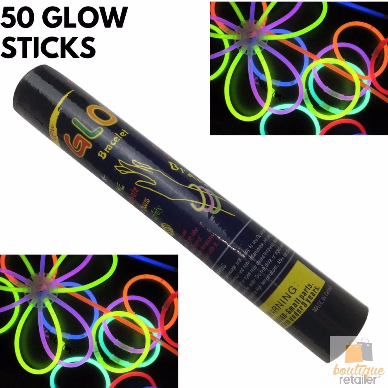 50 GLOW STICKS Party Light Glow In The Dark Rave NECKLACE Disco Bulk Secondary image