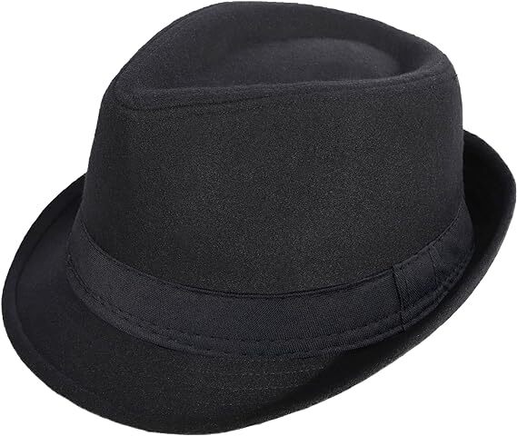 Classic Trilby Hat Fedora Felt Costume Gangster Jazz Cap in Black - One Size Secondary image