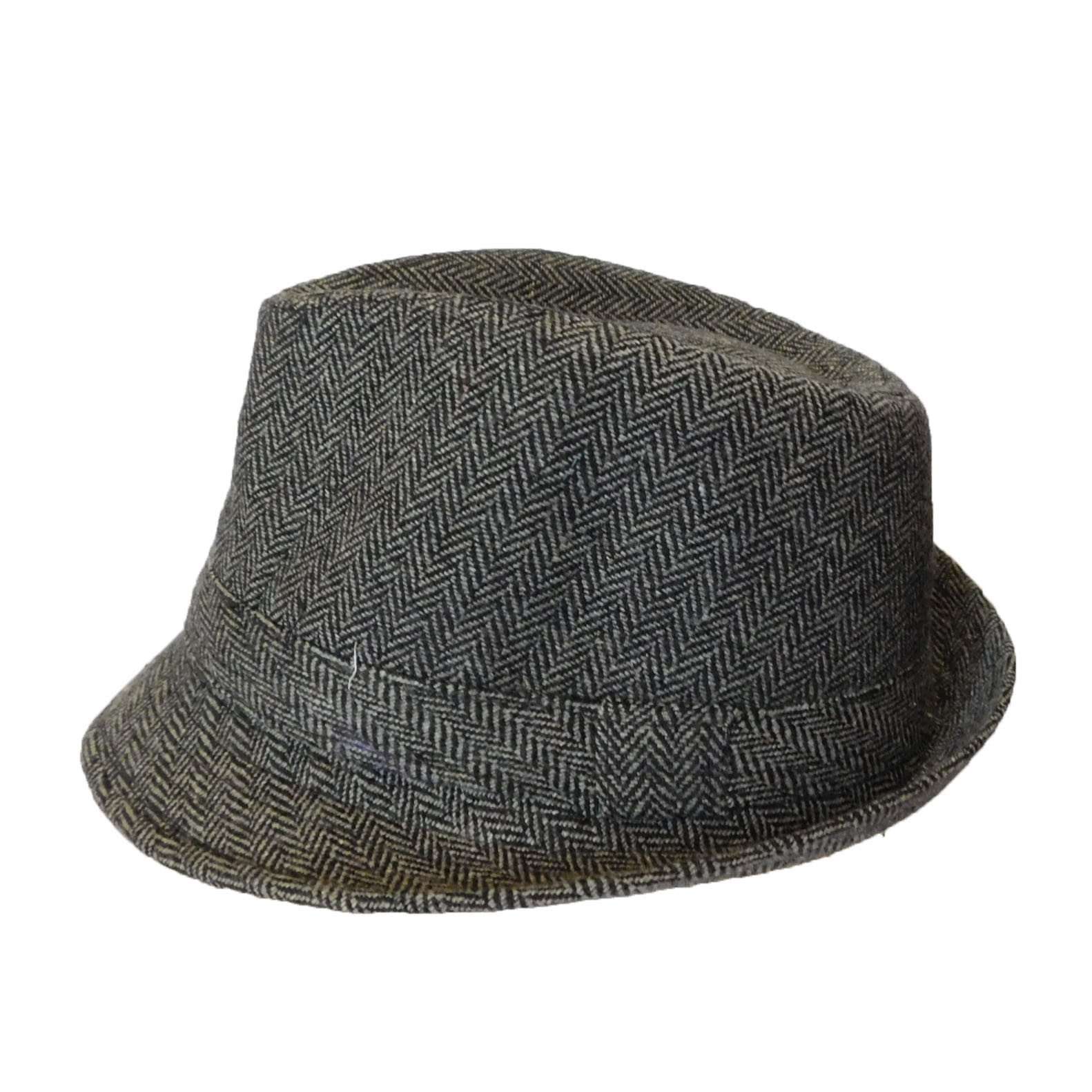 CLASSIC TRILBY HAT Fedora Felt Cap Costume Gangster in Herringbone Charcoal Main image