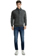 Mens Knit Jumper Button Up Pullover Sweater Knitted Casual Cardigan Warm Winter - Grey - M