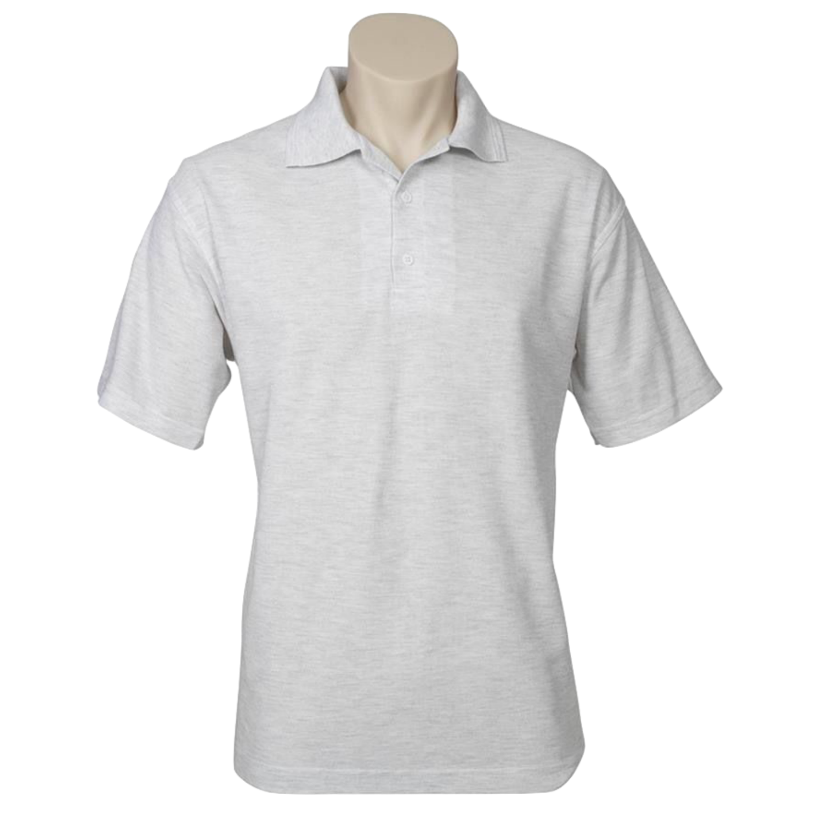 Mens Polo Top Shirt Plain Casual Short Sleeve Pique Knit Basic UPF Rated T-Shirt - Snow Marle (Grey) - L Secondary image