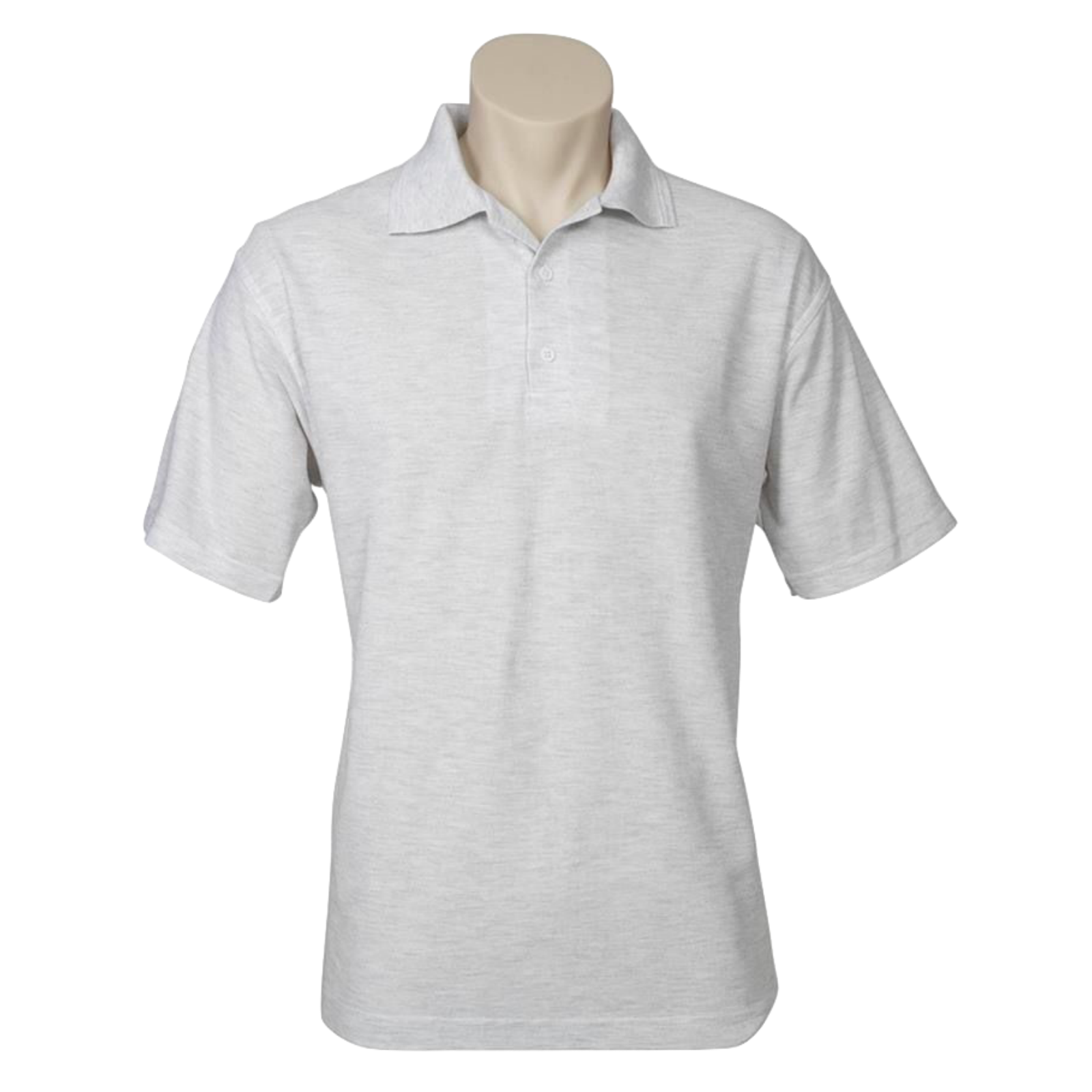 Mens Polo Top Shirt Plain Casual Short Sleeve Pique Knit Basic UPF Rated T-Shirt - Snow Marle (Grey) - XXL Main image