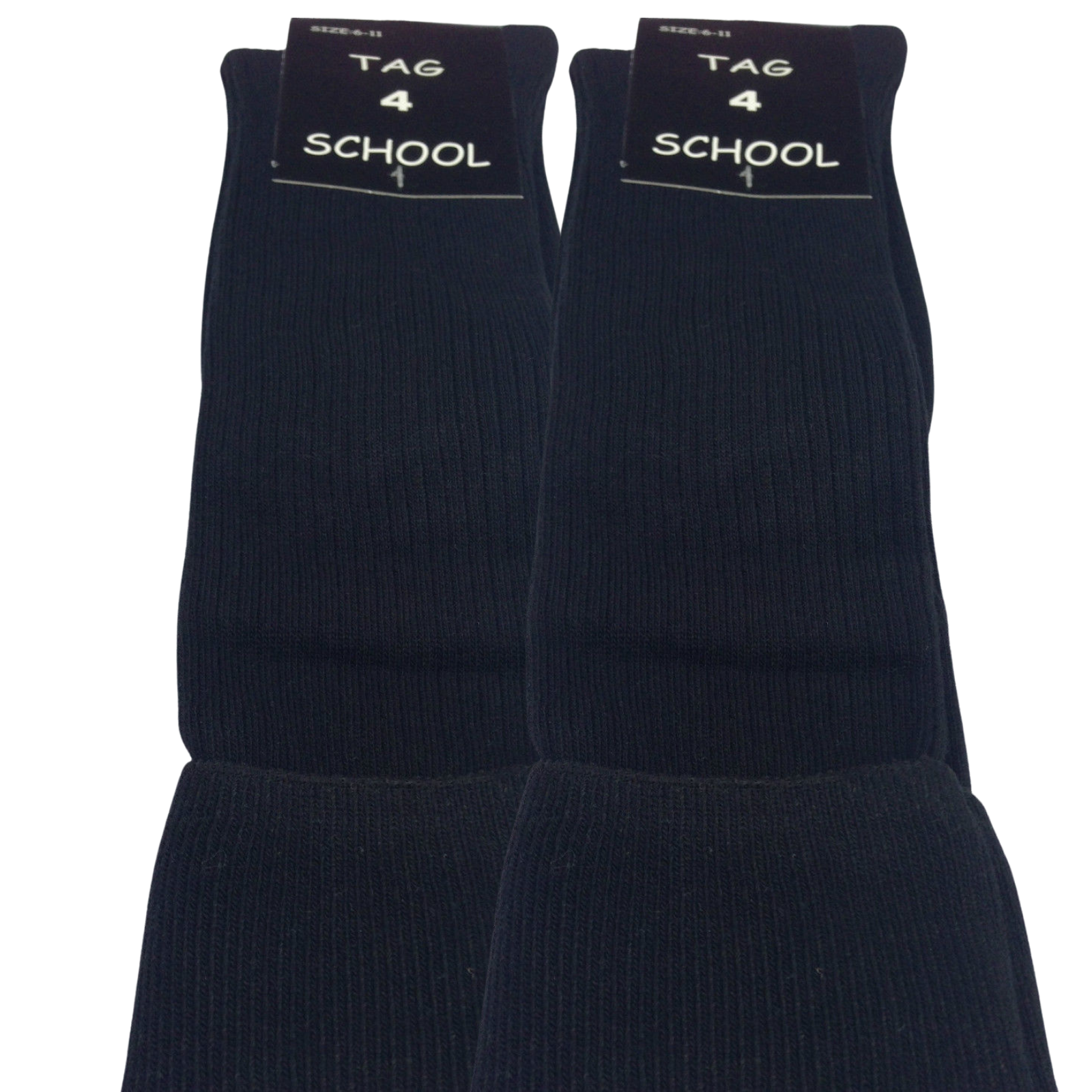 2x Pairs SCHOOL SOCKS Plain Ribbed Knee High Cotton Rich Girls Boys Unisex Kids -  - 13-3 (8-10 Years Old) Secondary image