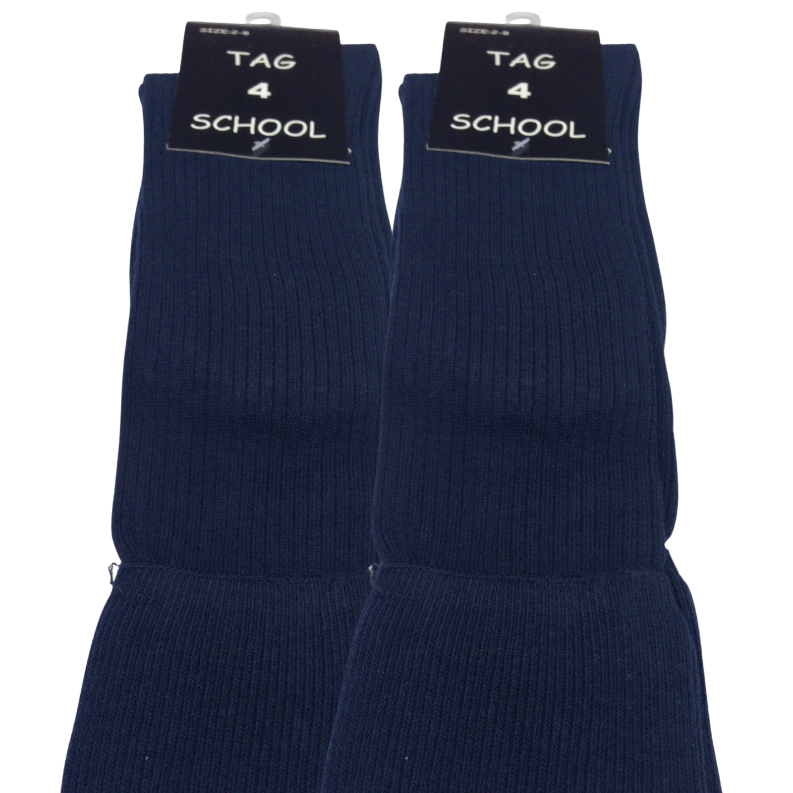2x Pairs SCHOOL SOCKS Plain Ribbed Knee High Cotton Rich Girls Boys Unisex Kids -  - 2-8 (10-12 Years Old) Secondary image