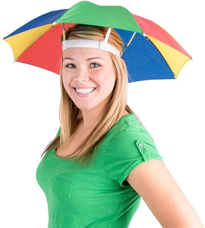 RAINBOW UMBRELLA HAT Rain Novelty Cap Costume Outdoor Camping Beach Fishing Secondary image