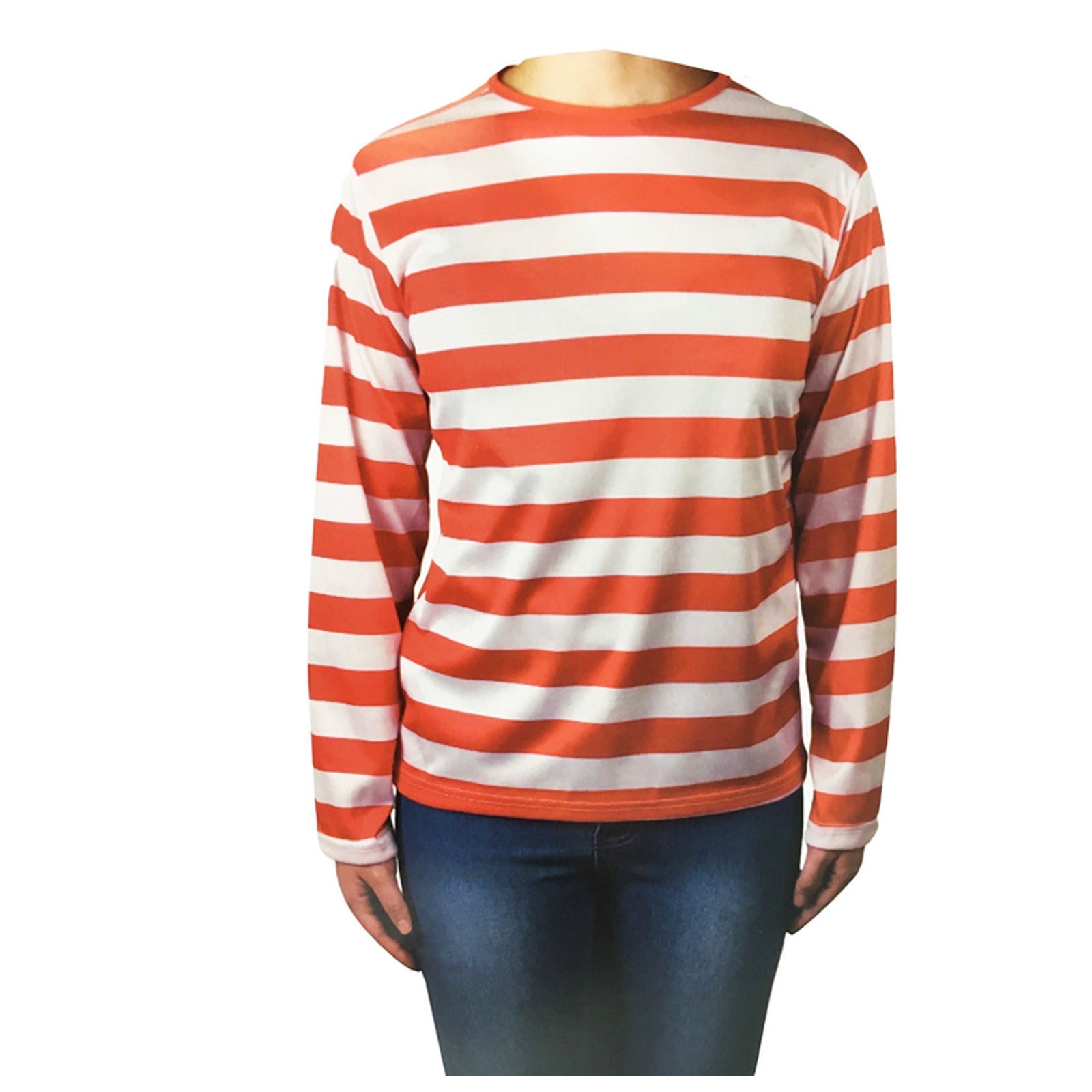 KIDS Red and White Striped Top Wheres Wally Wenda Waldo Shirt Costume Party Book Week - Large (10-12 Years Old) Secondary image