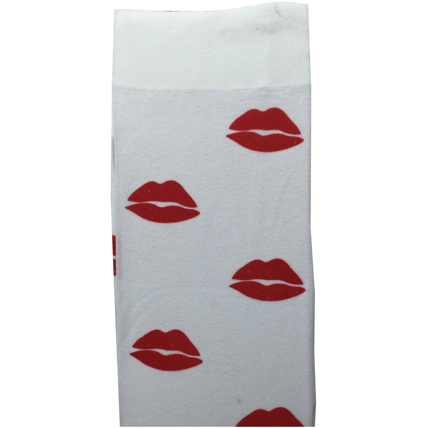Stay Up OVER THE KNEE SOCKS Stockings Hosiery Party Costume Stockings - Lips (White/Red) Main image