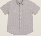 Bisley Mens Short Sleeve Check Shirt Checkered Cotton Blend Casual Business Work - Burgundy - L