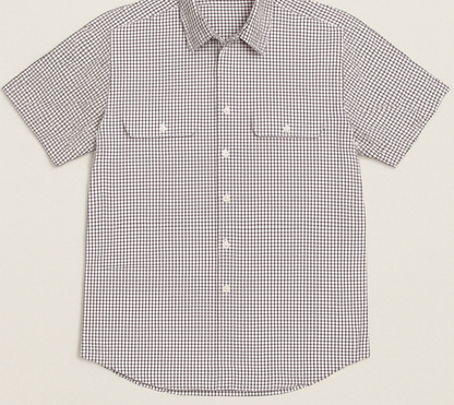 Bisley Mens Short Sleeve Check Shirt Checkered Cotton Blend Casual Business Work - Burgundy - L