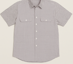 Bisley Mens Short Sleeve Check Shirt Checkered Cotton Blend Casual Business Work - Burgundy - M