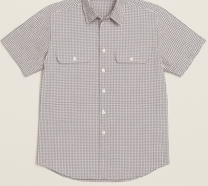 Bisley Mens Short Sleeve Check Shirt Checkered Cotton Blend Casual Business Work - Burgundy - M