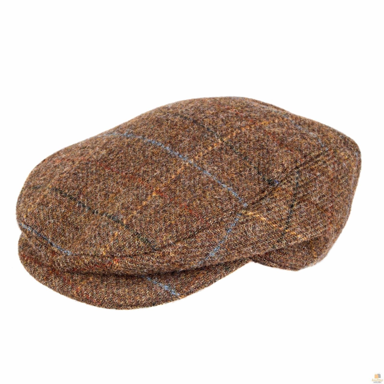 DENTS Abraham Moon Tweed Flat Cap Wool Ivy Hat Driving Cabbie Quilted 1-3038 - Chestnut - Medium Secondary image
