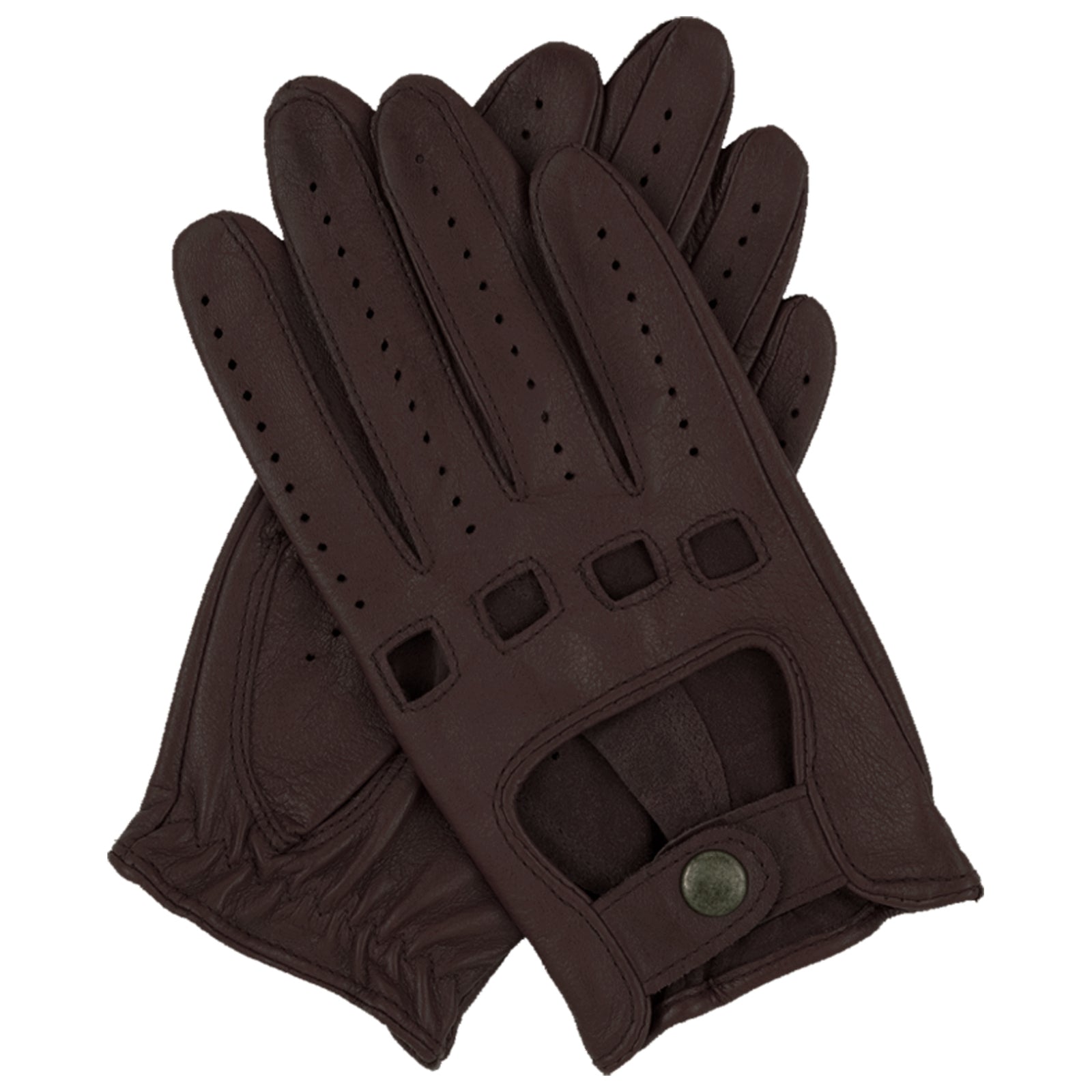 DENTS Womens Kangaroo Leather Driving Gloves Unlined w/ Gift Box Ladies - Brown - Large Main image