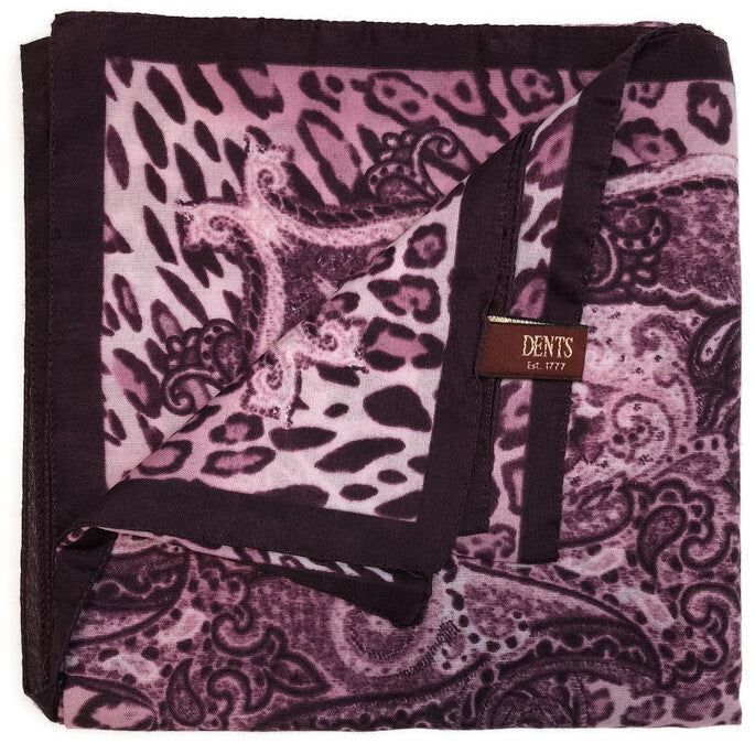 DENTS Ladies Animal Print & Paisley Scarf MADE IN ITALY Womens Warm Winter - Amethyst Main image