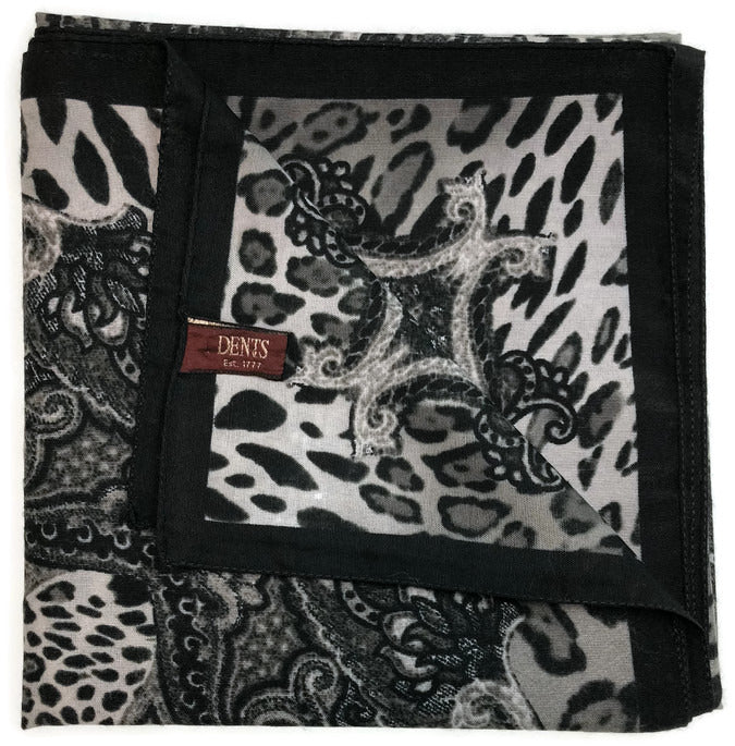 DENTS Ladies Animal Print & Paisley Scarf MADE IN ITALY Womens Warm Winter - Black Secondary image