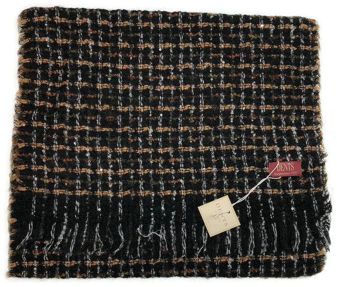 DENTS Womens Checked Weave Scarf Wool Blend Winter Warm - Berry Main image