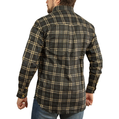 Mens FLANNELETTE SHIRT Check 100% COTTON Flannel Vintage Long Sleeve - 99 (Full Placket) - S