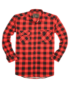 Mens 100% Cotton Flannelette Shirt Long Sleeve Check Authentic Flannel - Red/Black - XXL