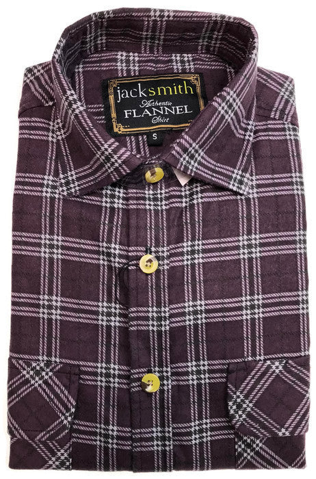 Mens Half Placket Flannelette Long Sleeve Pullover Shirt 100% Cotton Check Authentic Flannel  - Burgundy - S Secondary image