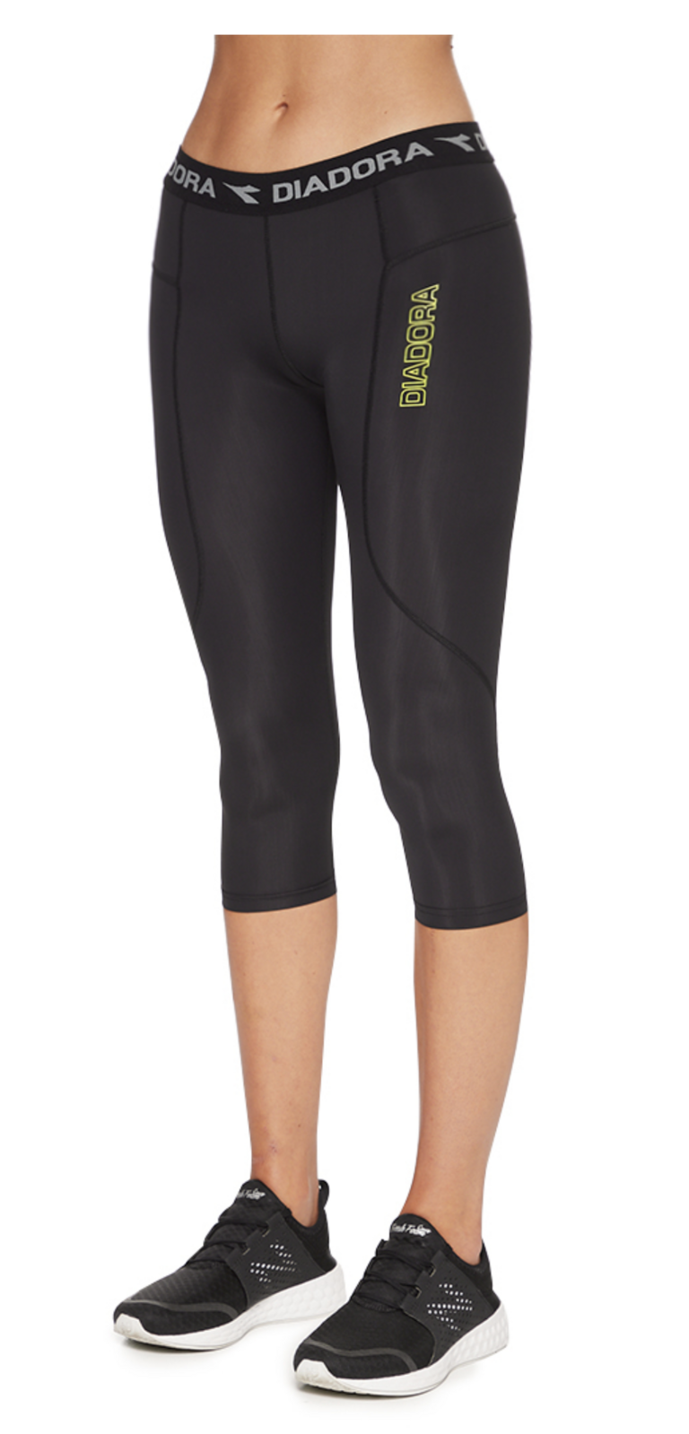 DIADORA Ladies Compression Sports 3/4 Tights Gym Yoga Thermals - Black - 16 Secondary image