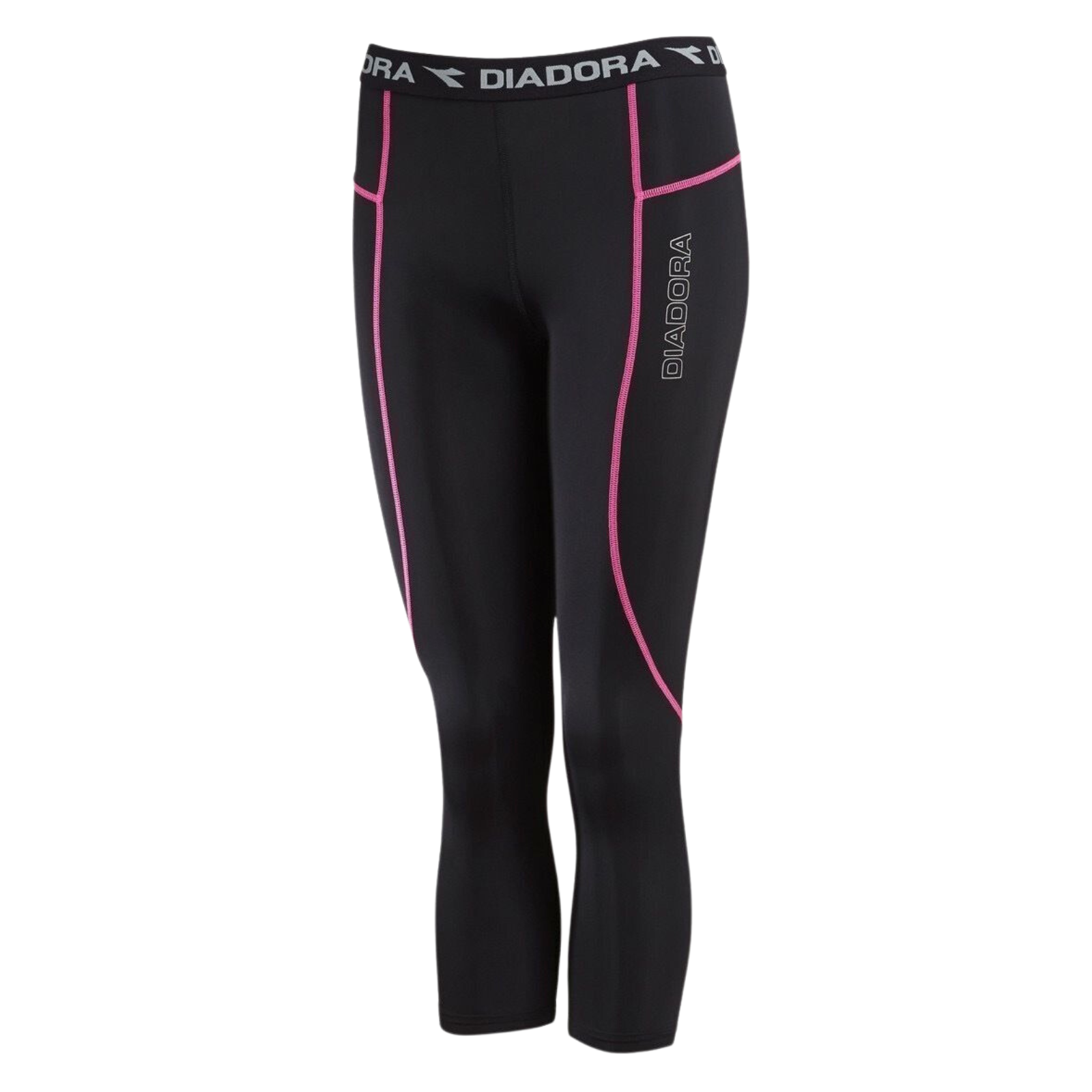 Diadora Ladies Compression Sports 3/4 Tights Gym Yoga - Black/Pink - 8 Secondary image