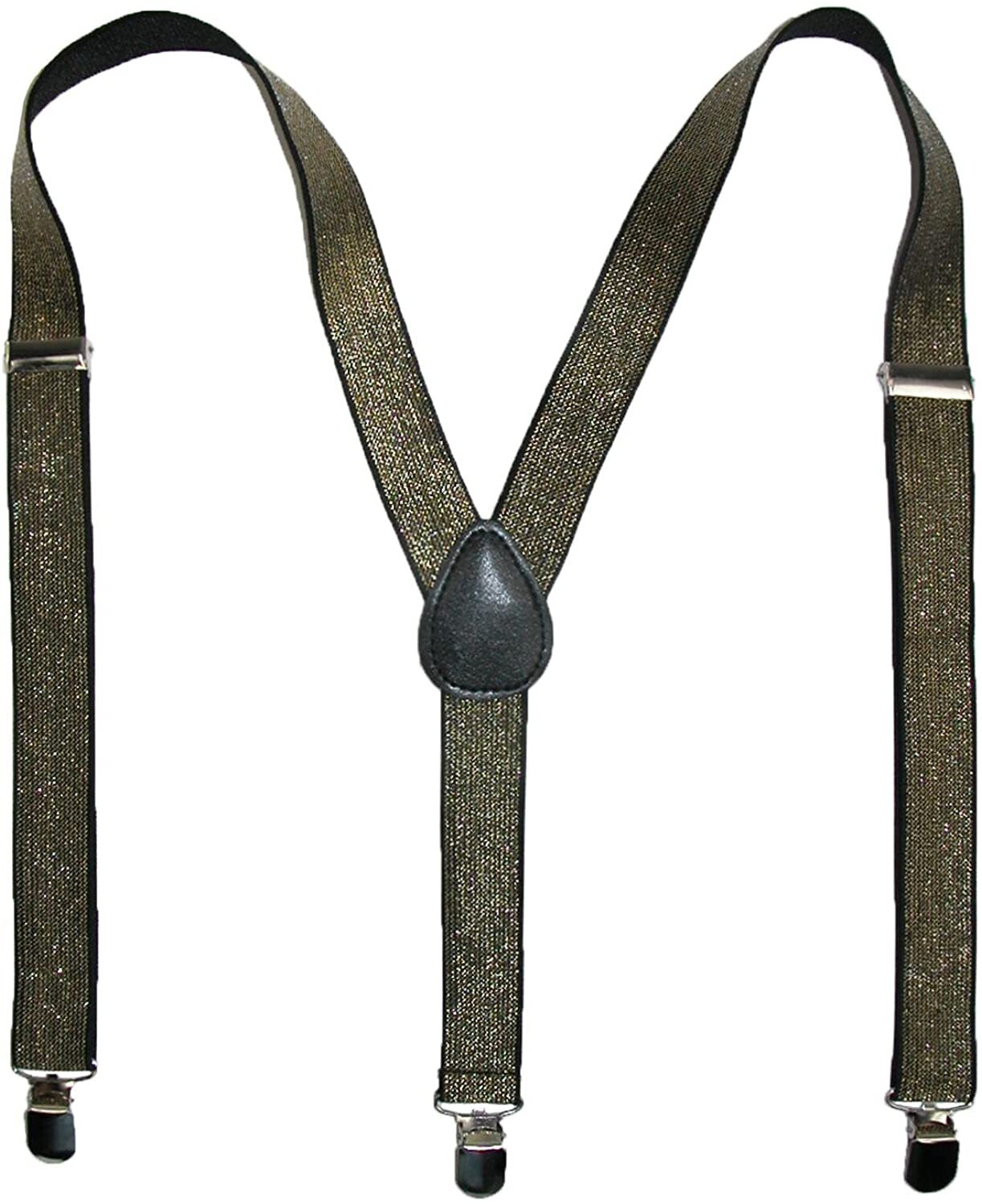 GLITTER SPARKLE SUSPENDERS Braces Clipon Elastic Y-Back Slim Adjustable  - Gold (Glitter) Secondary image