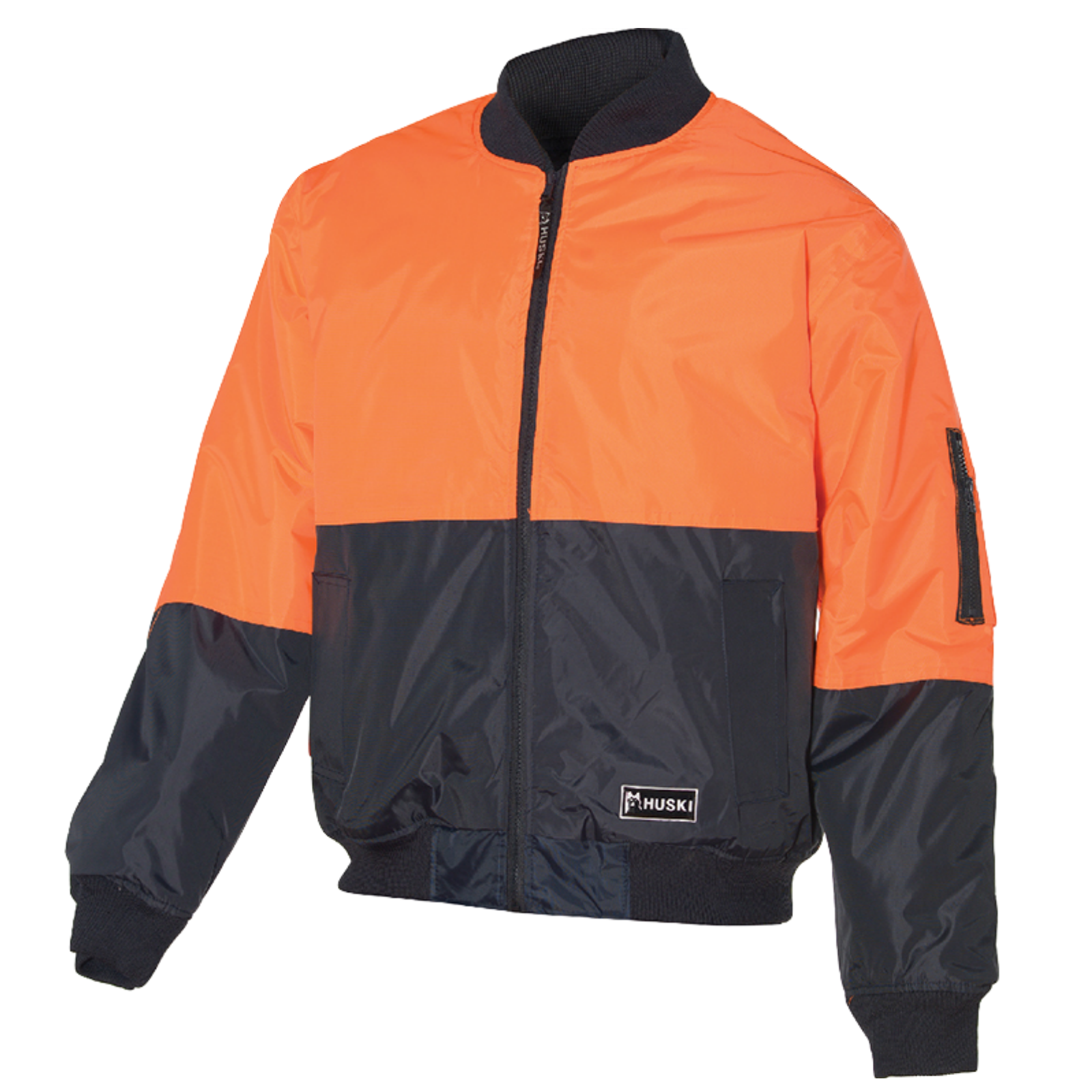 HUSKI 3M Flyer Fully Waterproof Bomber Jacket Hi Vis Work Quilted Lining - Orange - S (92) Main image