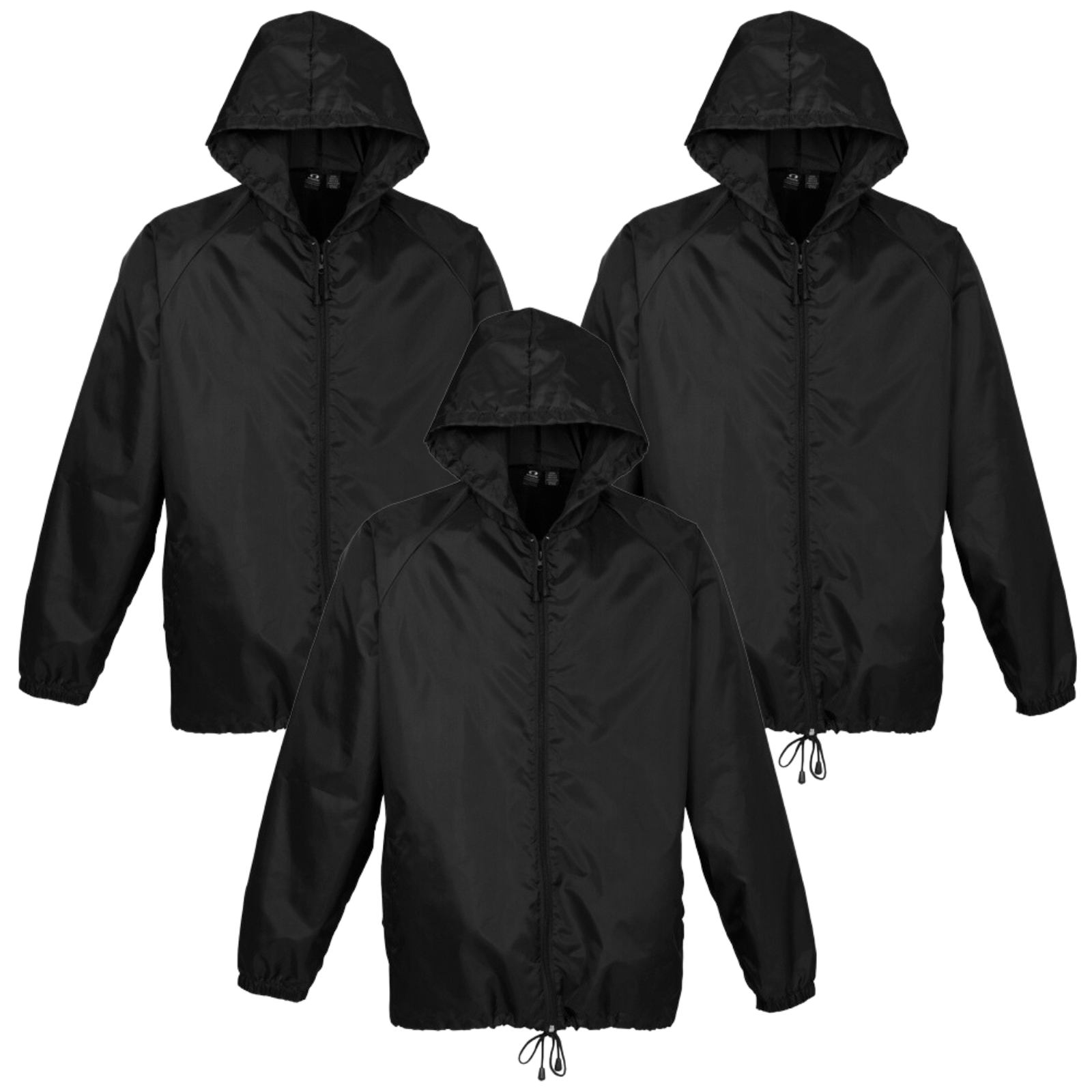 3x Kids Spray Jacket Outdoor Hike Rain Sport Poncho Waterproof - Black Secondary image